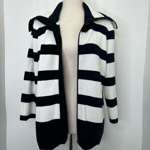 Chaps Women’s Nautical Inspired, Zipper Shawl Collar Sweater, EUC